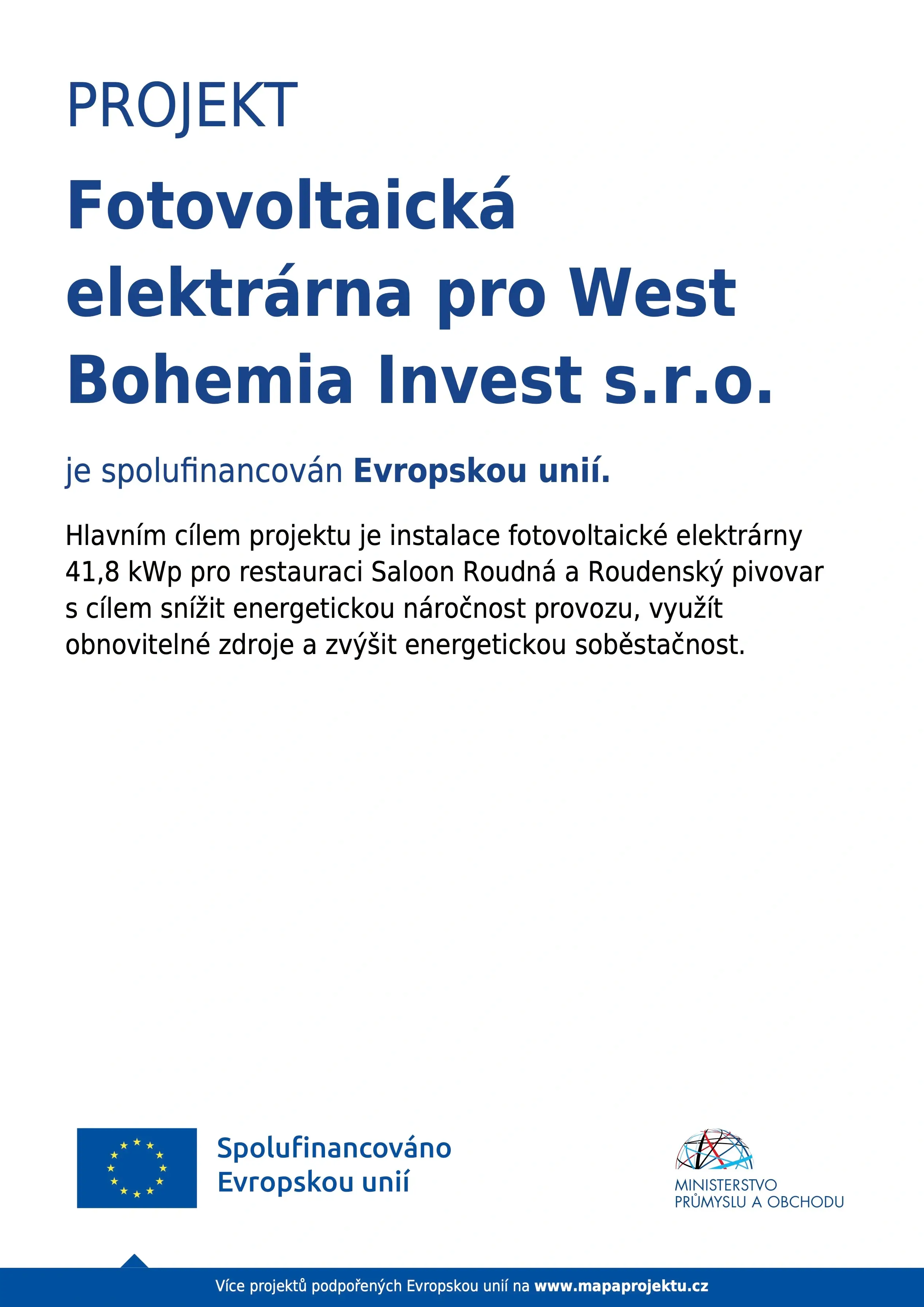 Fotovoltaická elektrárna pro West Bohemia Invest s.r.o.